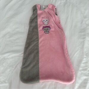 Perlim Pinpin Plush Sleeping Bag with Owl Design Gray & PinkSize 0-6M / 1.5 TOGS